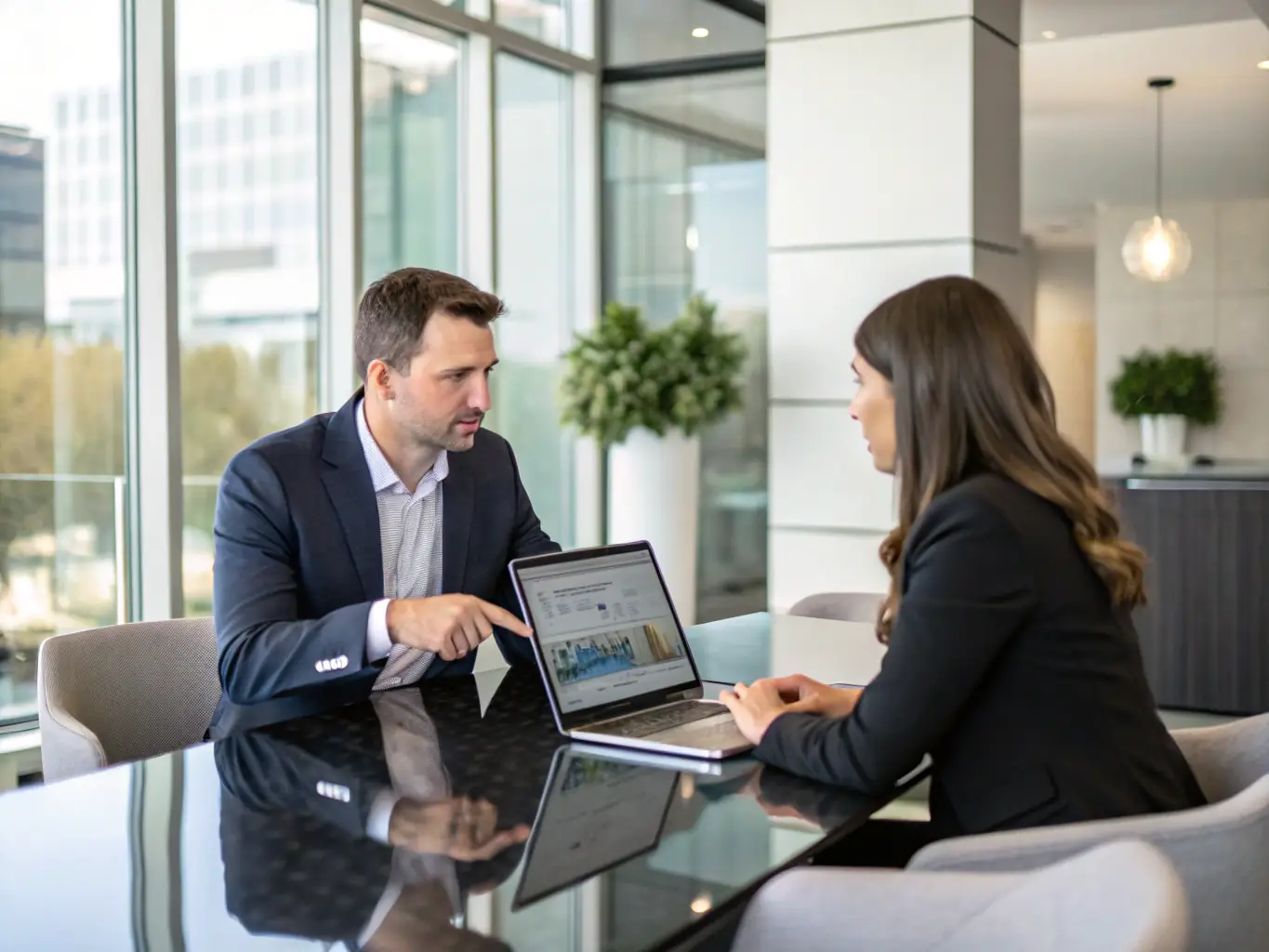 A client receiving a presentation from Stellar Heart Limited and a partner representative, highlighting the benefits of their combined expertise and resources.